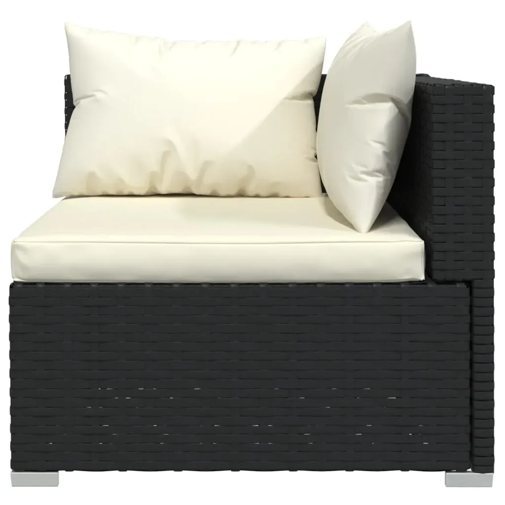 Garden Lounge Set with Cushions Poly Rattan Black Price