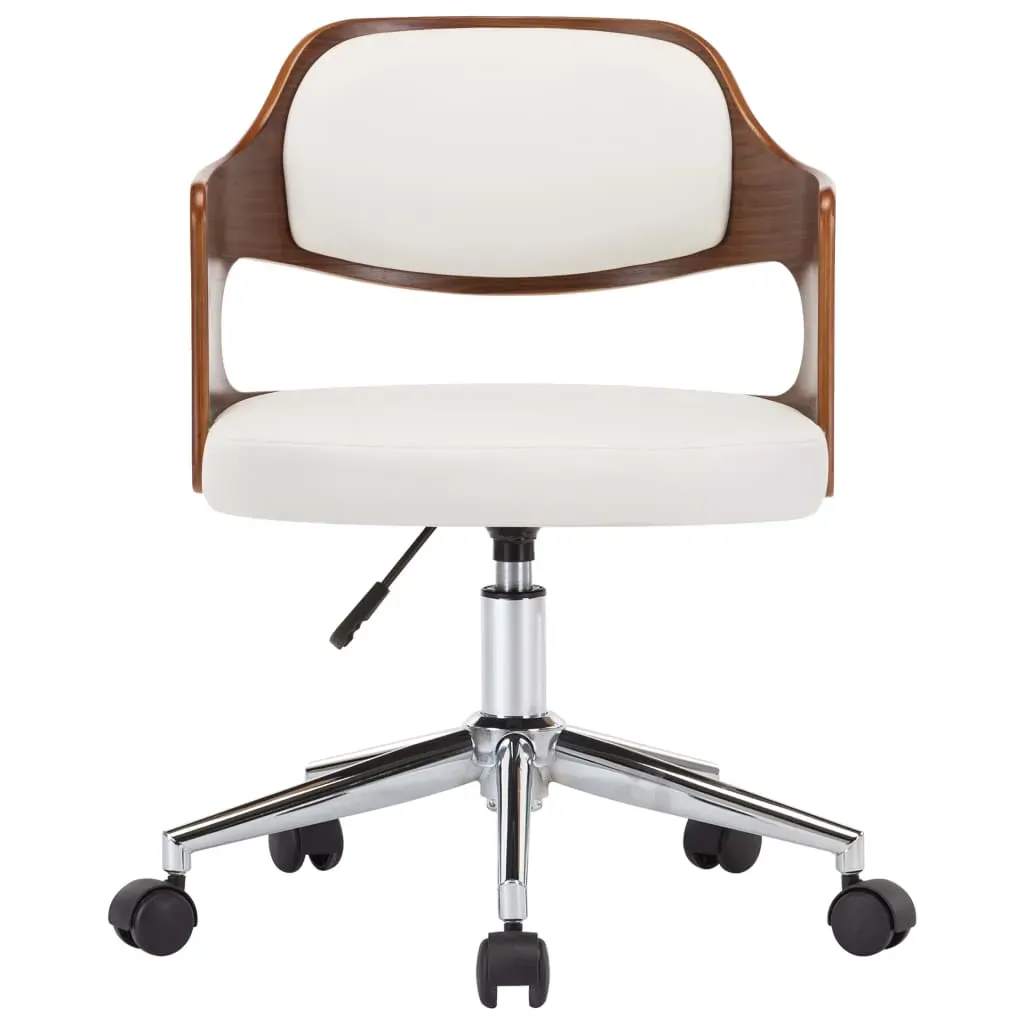 Swivel Dining Chair White Bent Wood and Faux Leather Price