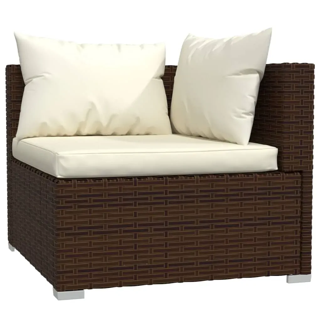 Garden Lounge Set with Cushions Poly Rattan Brown Price