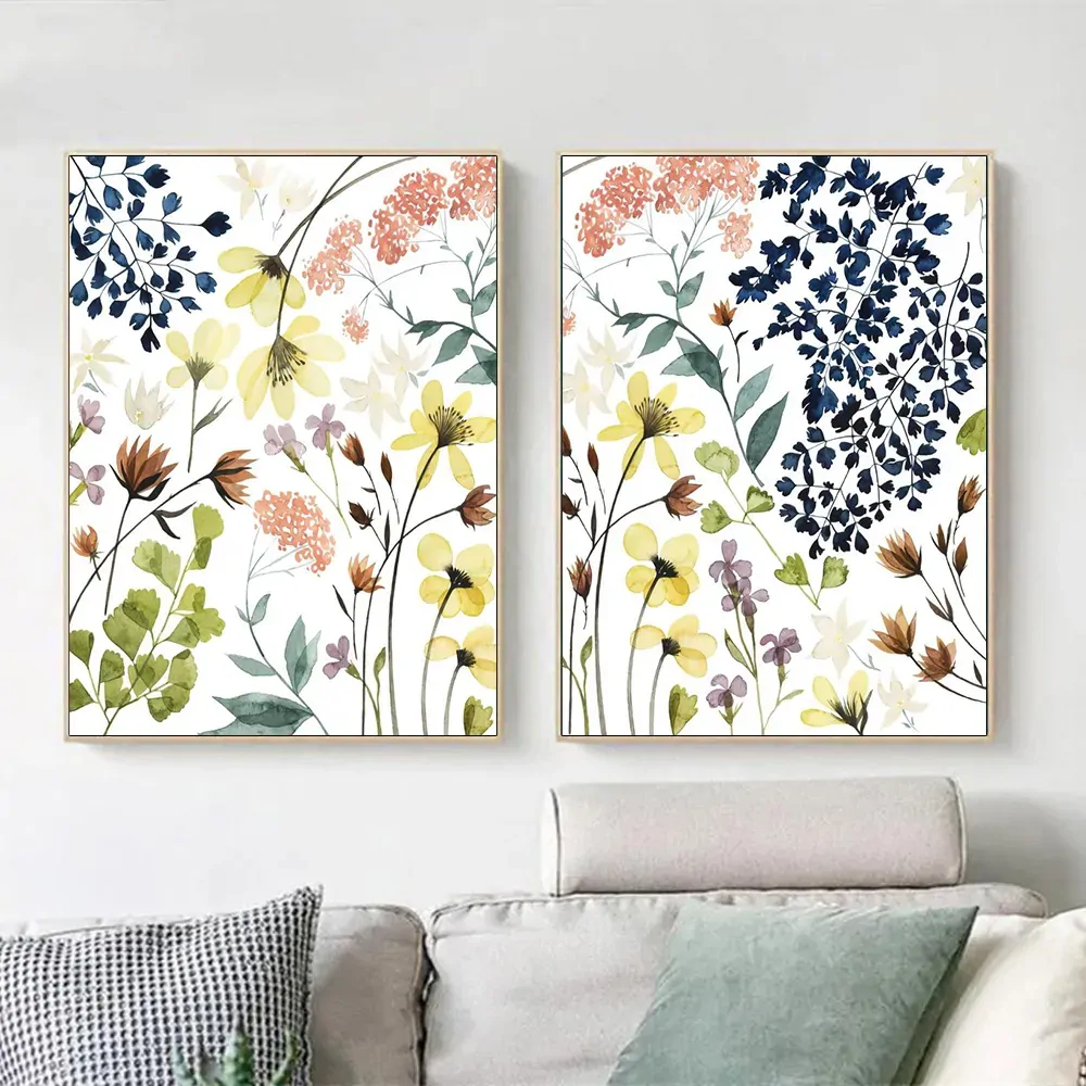 Flower Composition 2 Sets Gold Frame Canvas Wall Art Price