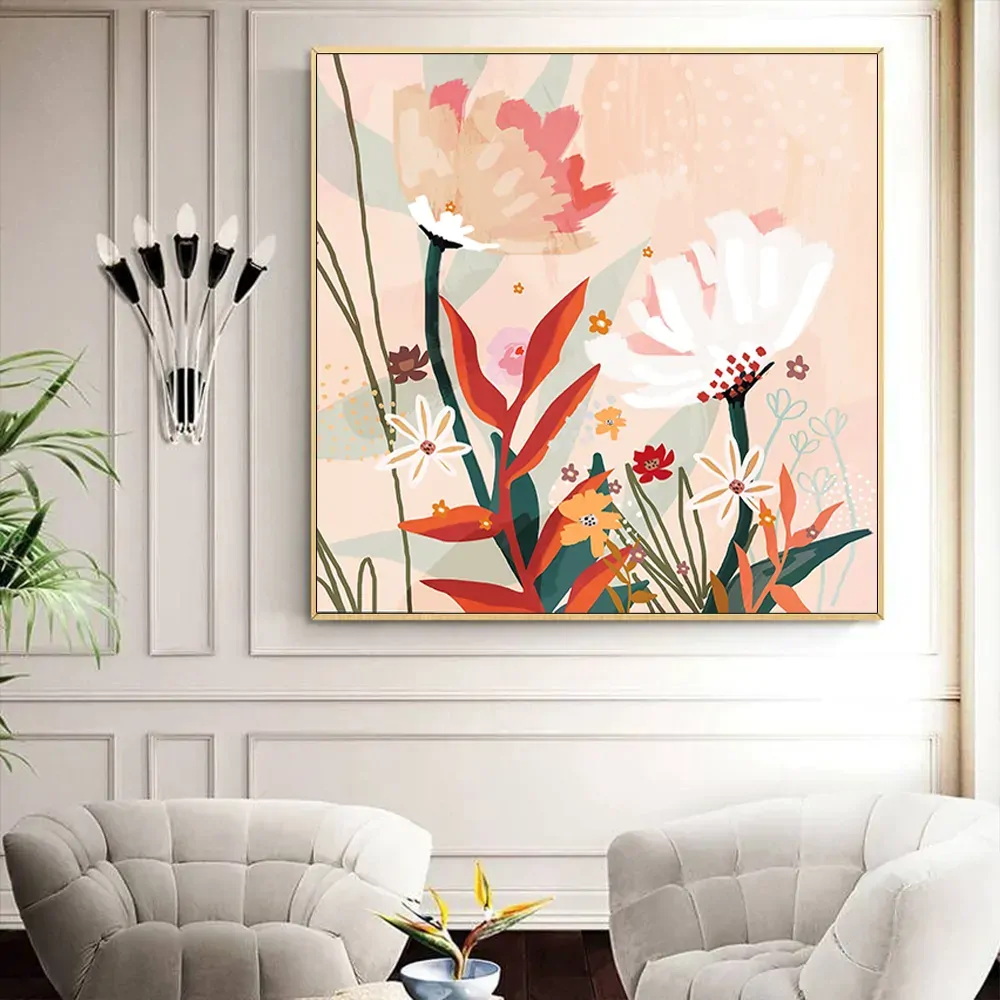 Native Floral Gold Frame Canvas Wall Art Price