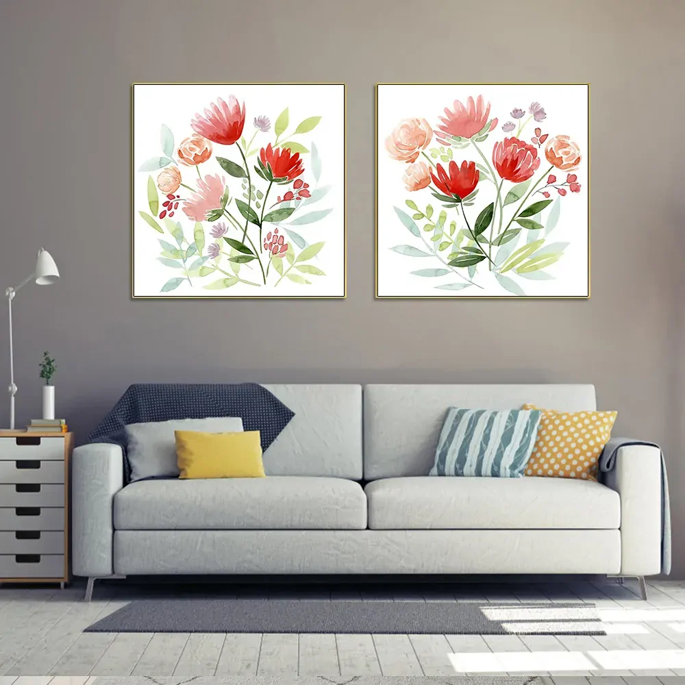 Florals 2 Sets Gold Frame Canvas Wall Art Price