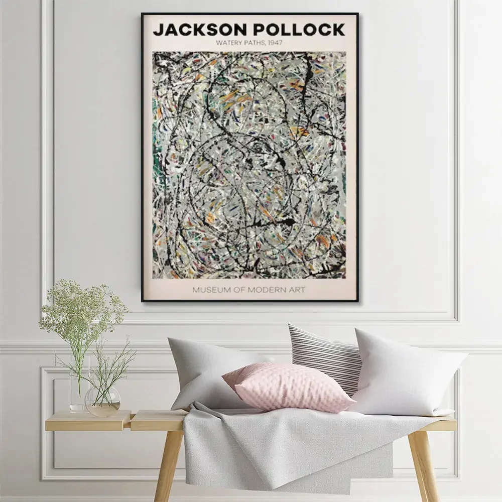 Jackson Pollock Exhibition III Black Frame Canvas Wall Art Price