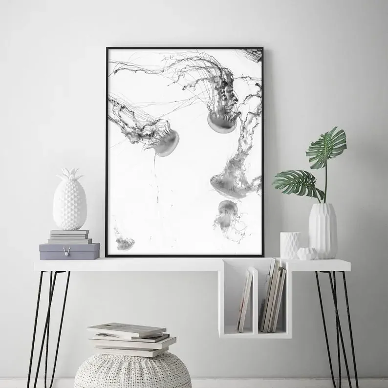Jellyfish Black Frame Canvas Wall Art Price