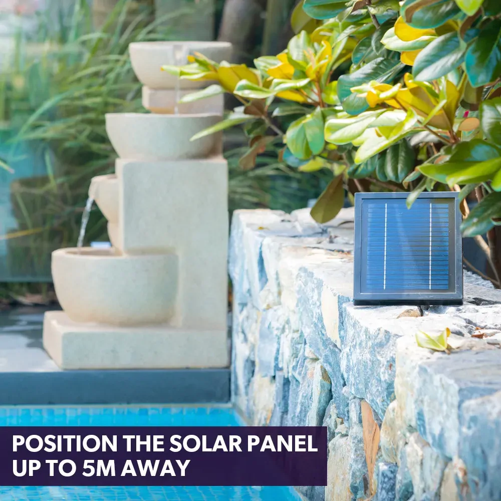 PROTEGE Solar Fountain Water Feature Outdoor 4 Bowl with LED Lights Price