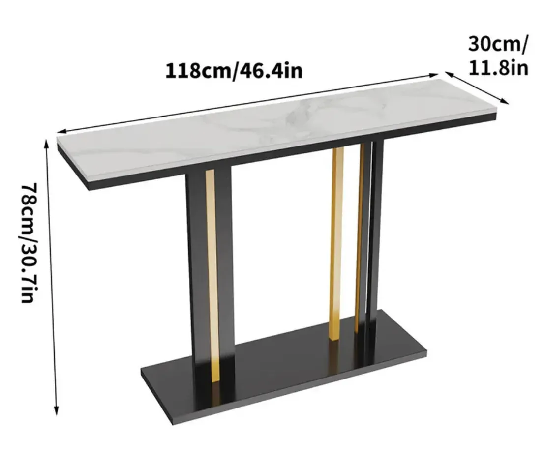 Interior Ave - Bronte Dual Layer Marble Stone Console - Marble & Black Price