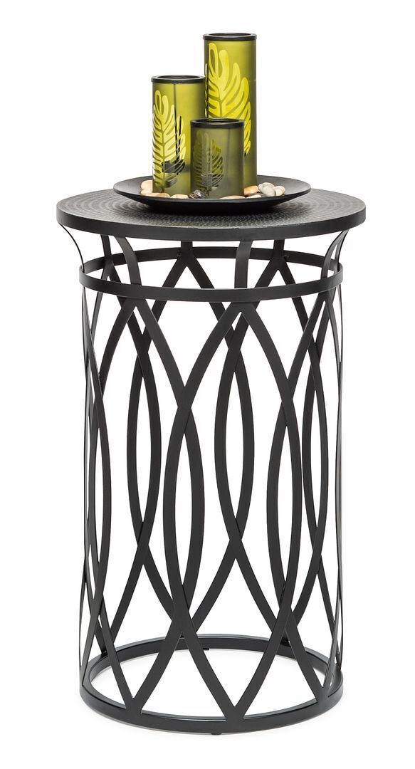 Elon Black Round Iron Side Table with Cross Legs and Top Price
