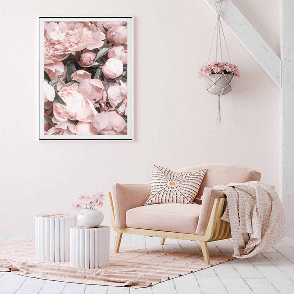 Peony White Frame Canvas Wall Art Price
