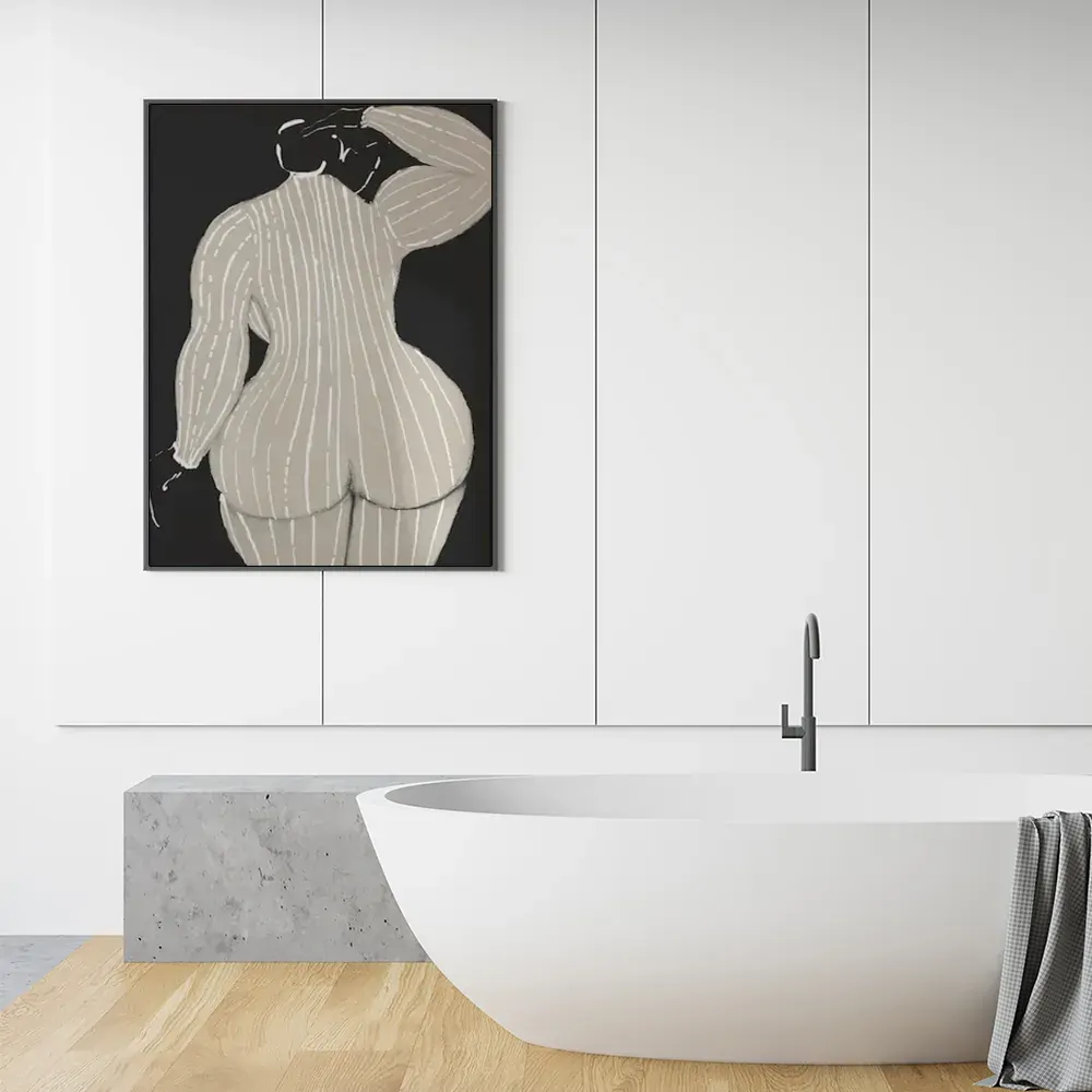 Mid Century Lady Black Frame Canvas Wall Art Price