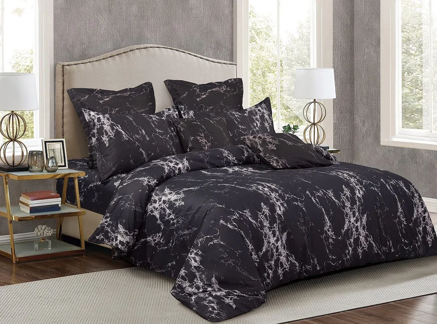 Black Marble Duvet Doona Quilt Cover Set Price