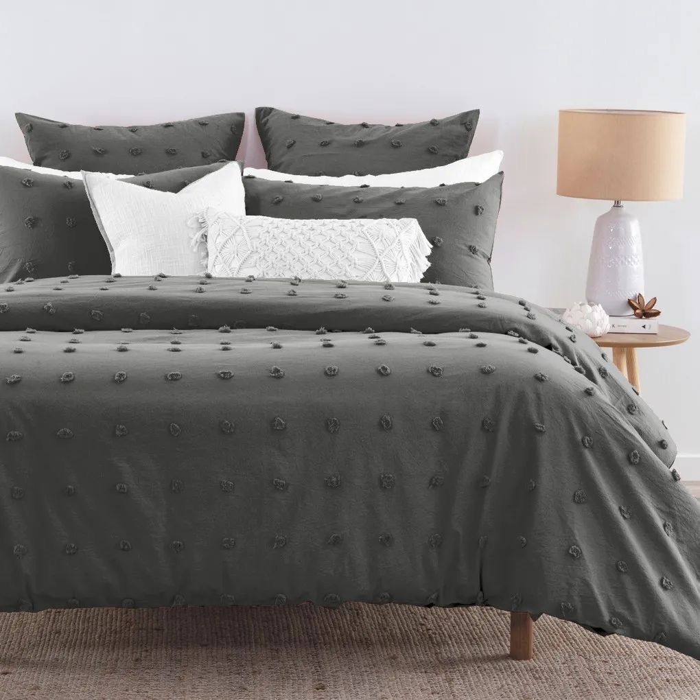 Tufted Dot Jacquard Grey Duvet Doona Quilt Cover Set Price