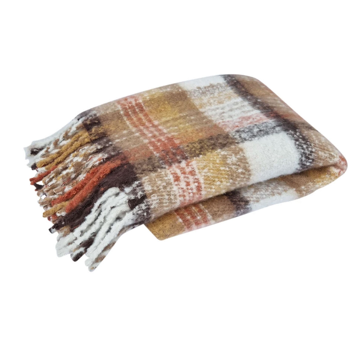 Aiden Multi Faux Mohair Throw Rug with Fringe 130 x 160cm Price