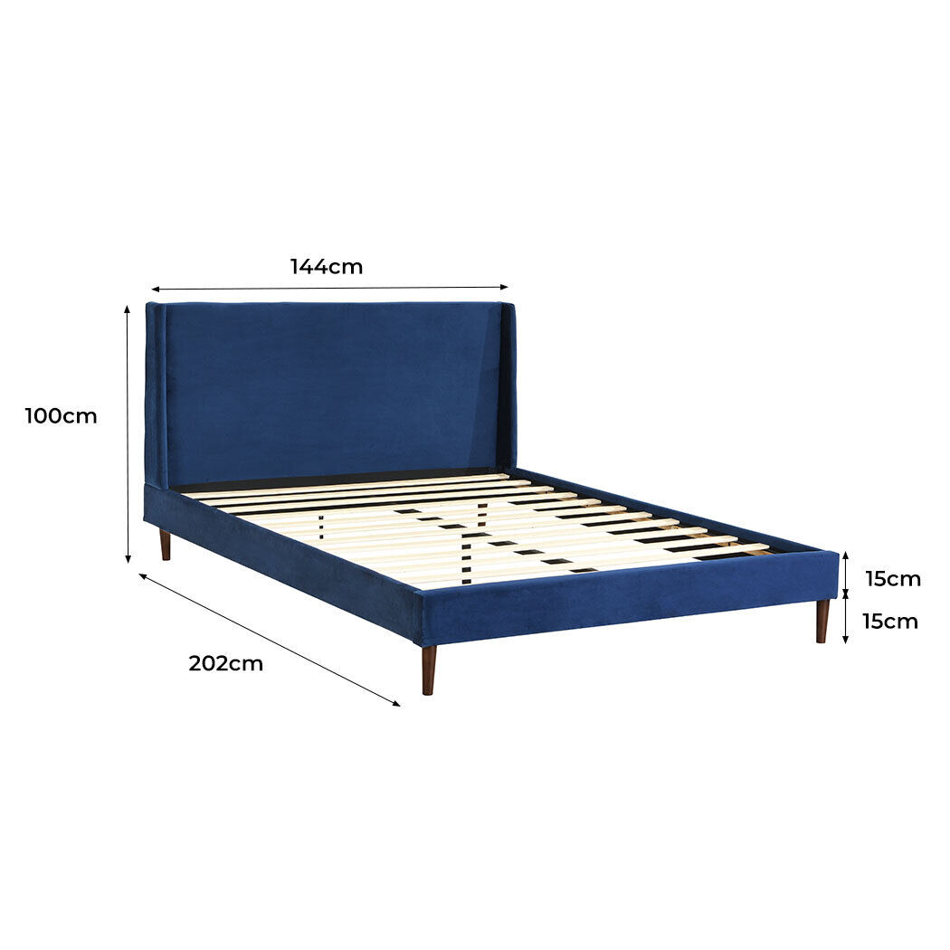 Anaconda Velvet Bed Frame Double Size Mattress Base Platform Wooden Headboard Price