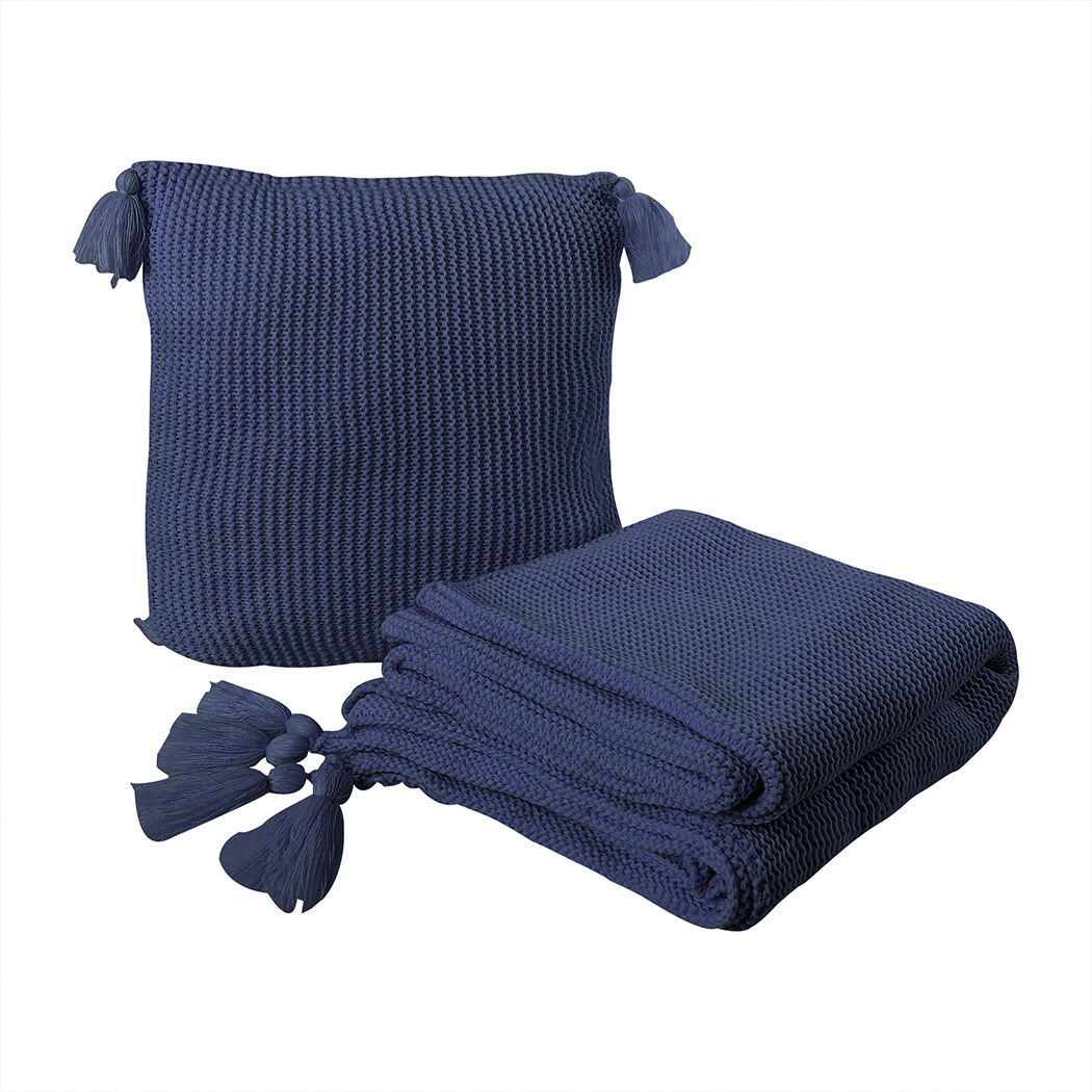 Knitting Throw Blanket Cushion Set Pillow Tassel Fringe Sofa Bed Price