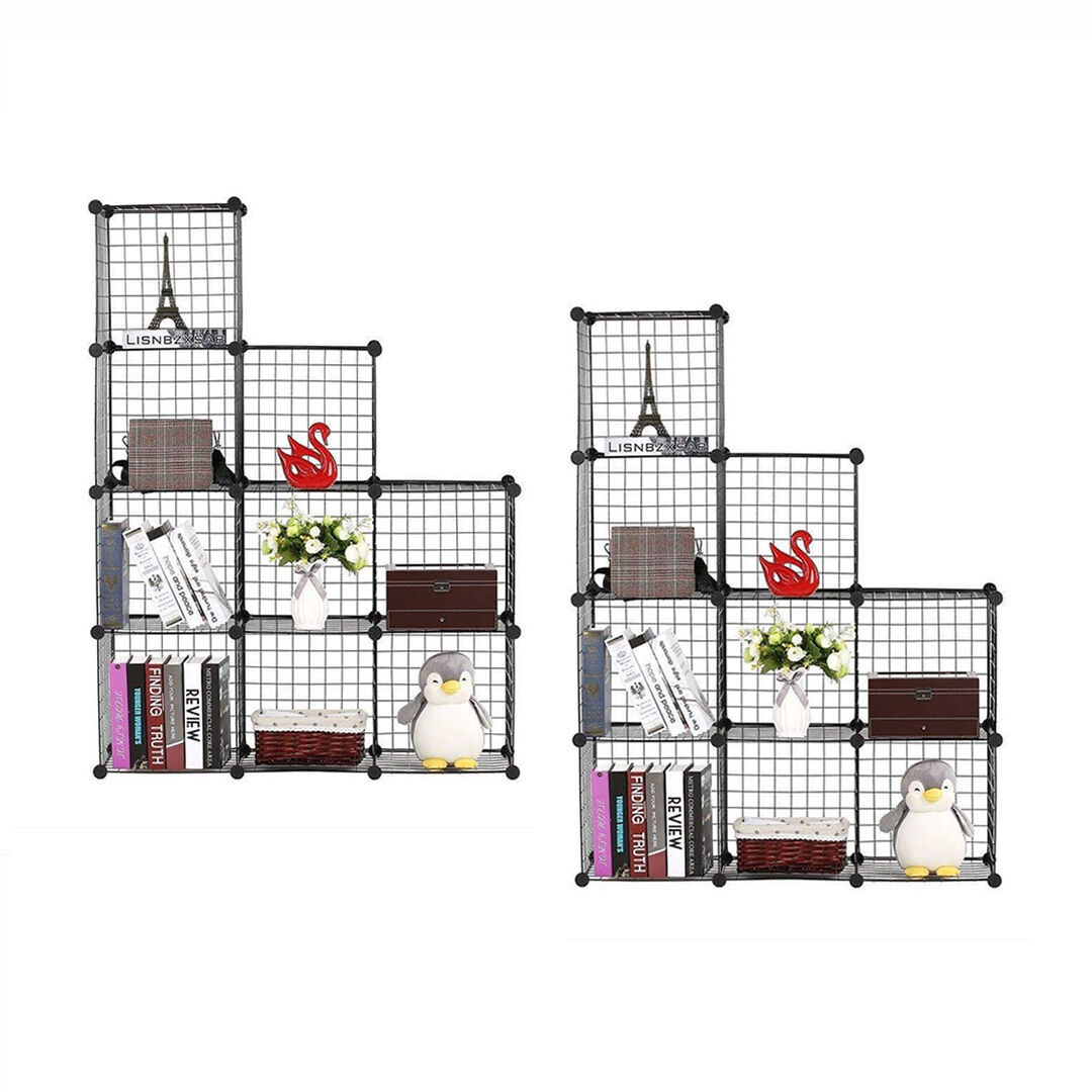 Black Portable 12-Cube Storage Organiser Foldable DIY Modular Grid Space Saving Shelf Price