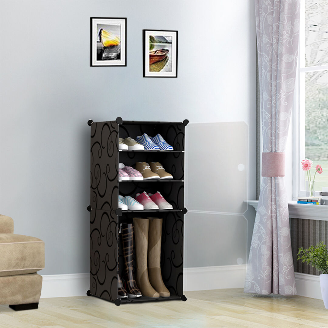 4 Tier Shoe Rack Organizer Sneaker Footwear Storage Stackable Stand Cabinet Portable Wardrobe with Cover Price