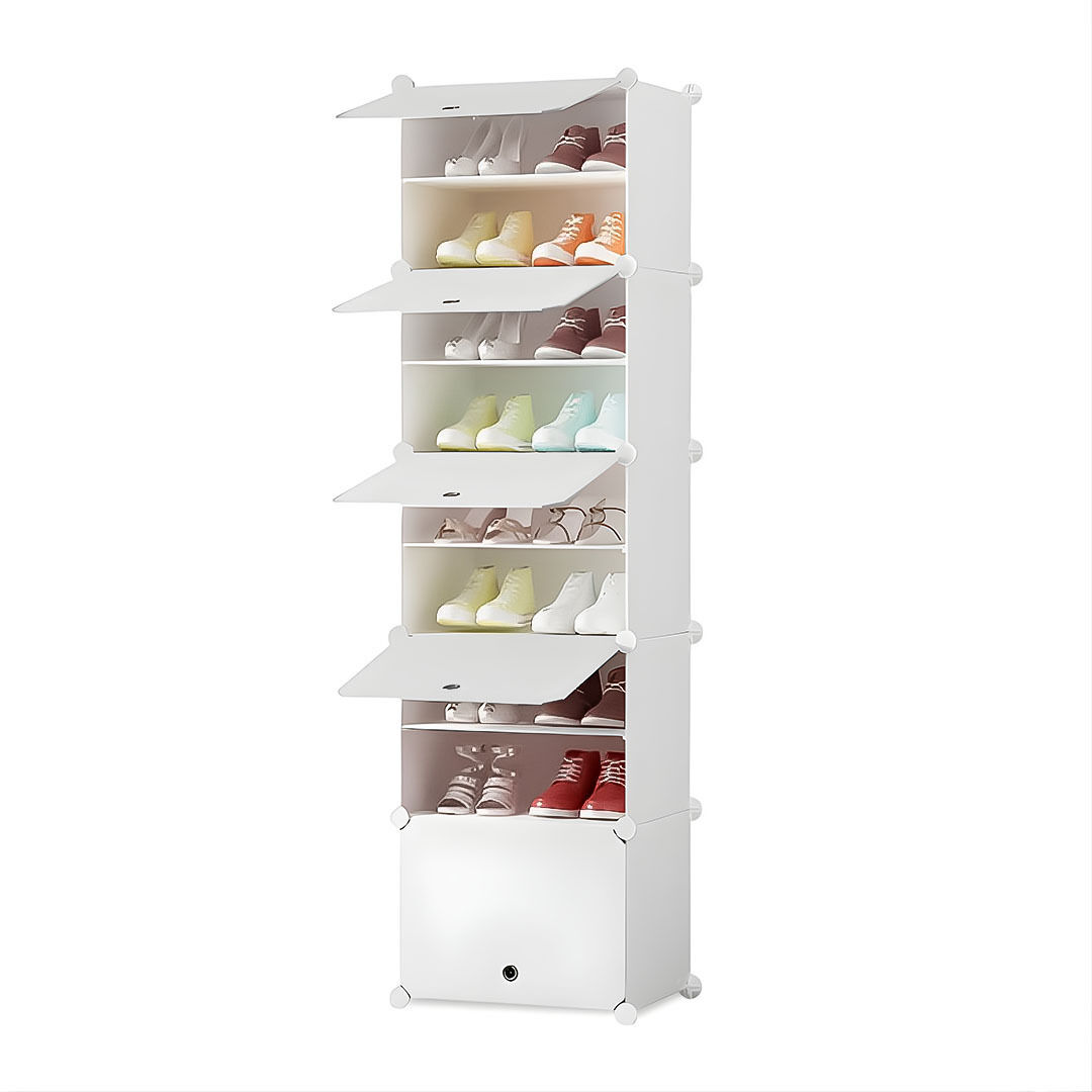 White Shoe Rack Organizer Sneaker Footwear Storage Stackable Stand Cabinet Portable Wardrobe with Cover Price
