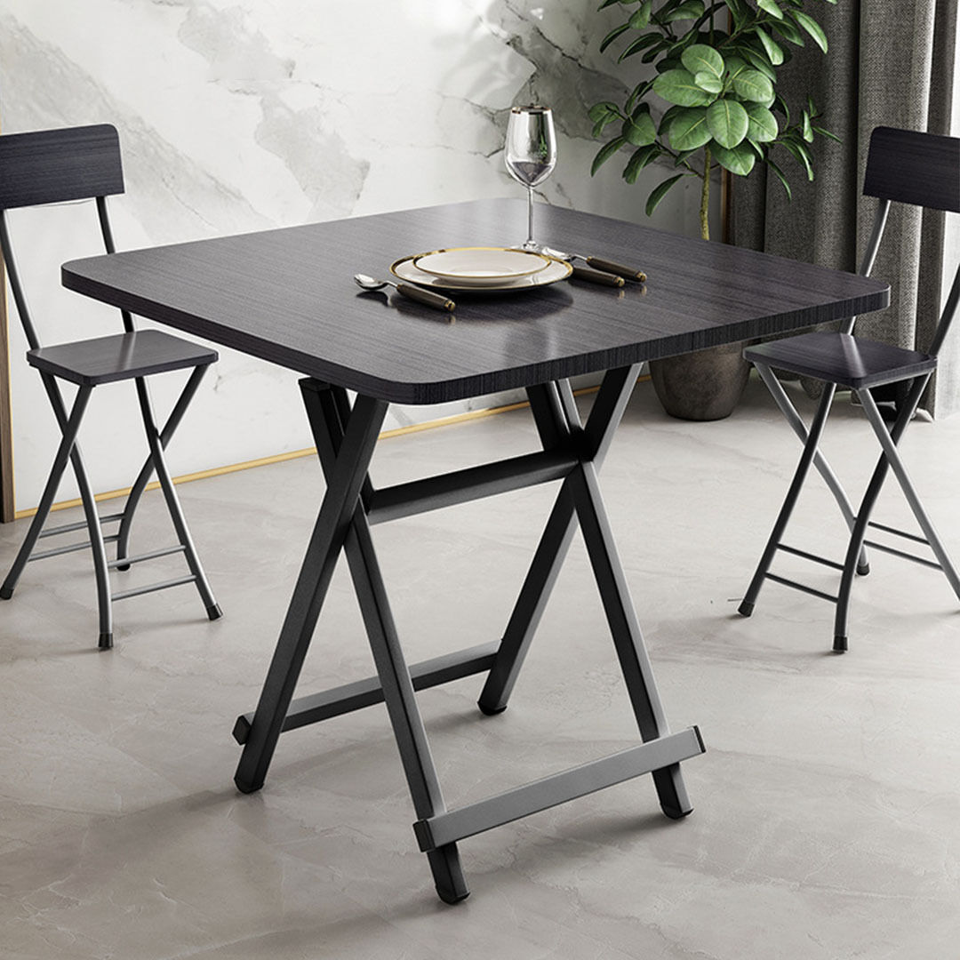 Black Dining Table Portable Square Surface Space Saving Folding Desk Home Decor Price