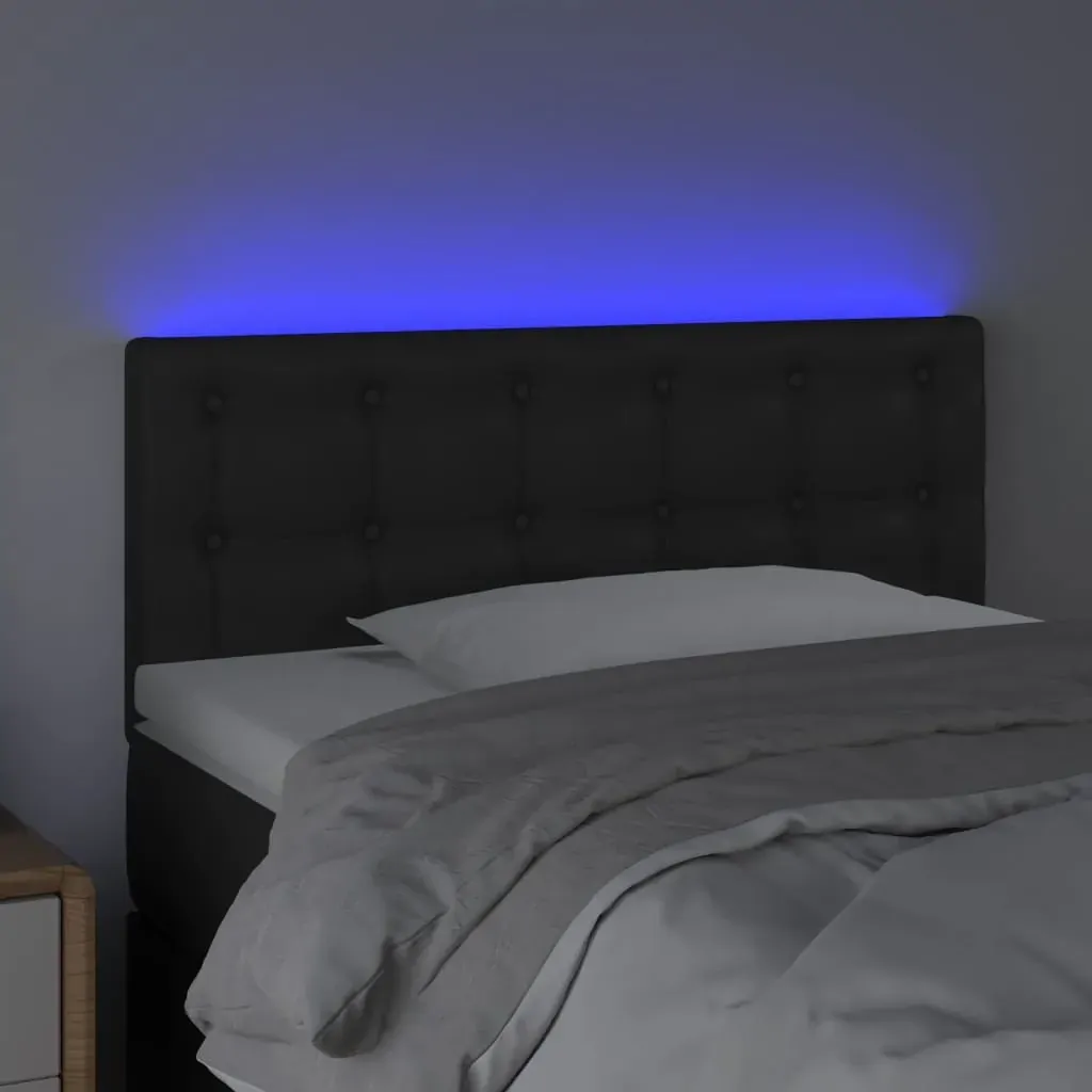 LED Headboard Black Faux Leather Price