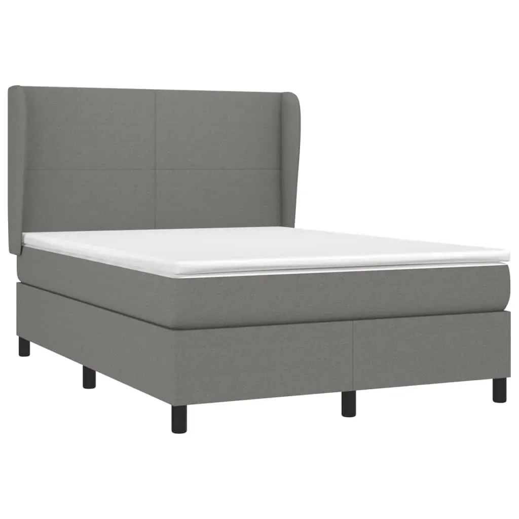 Box Spring Bed with Mattress Dark Grey Fabric Price