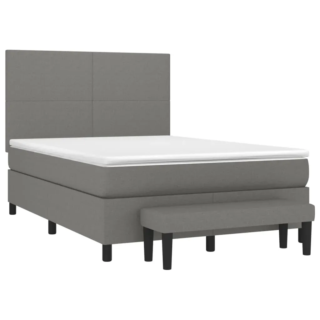 Box Spring Bed with Mattress Dark Grey Fabric Price