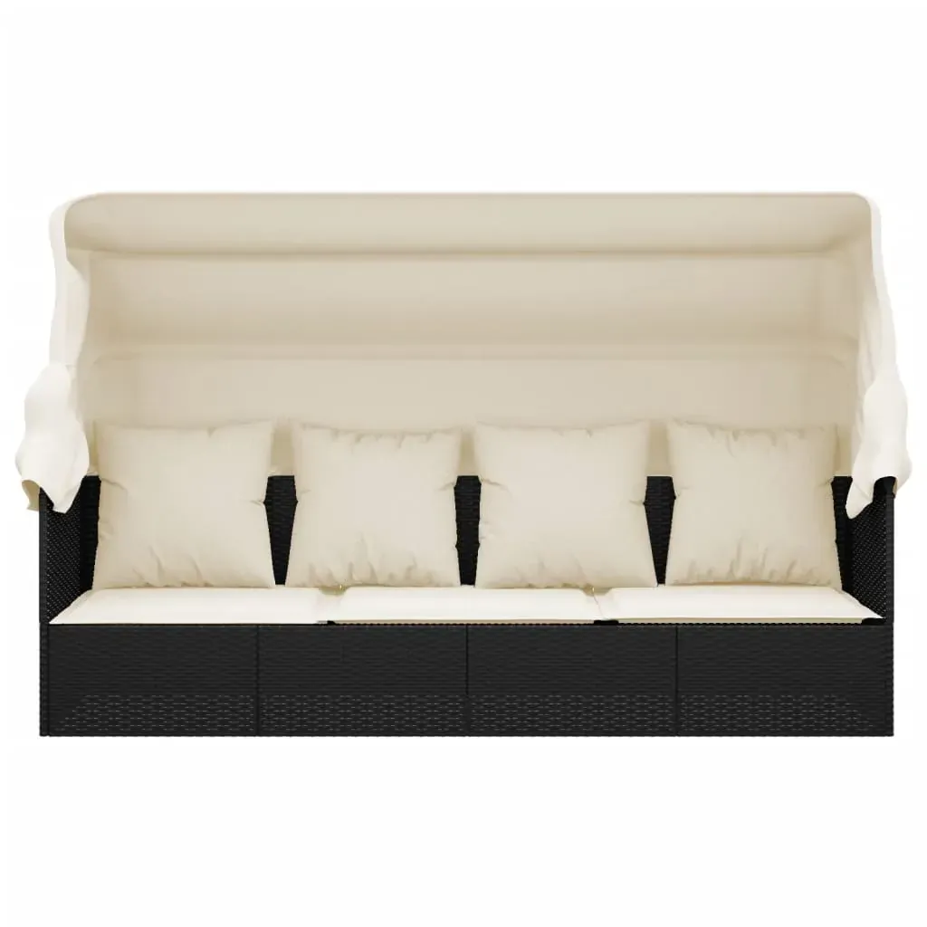 Outdoor Lounge Bed with Roof and Cushions Poly Rattan Price