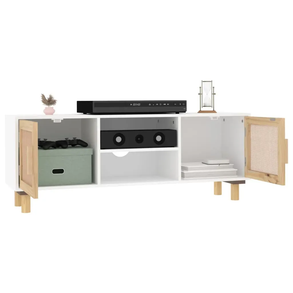 Carlos TV Cabinet 105x30x40 cm Solid Wood Pine&Natural Rattan Price