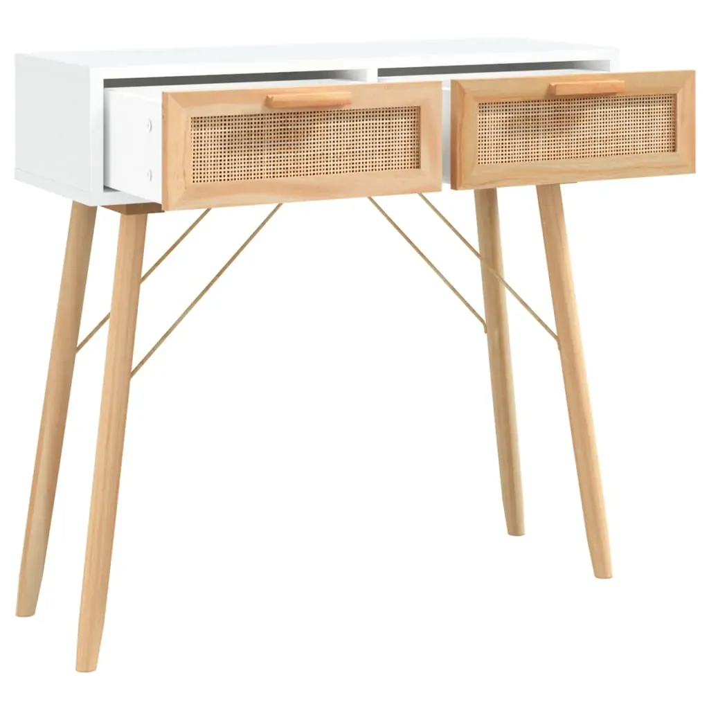 Console Table 80x30x75 cm Solid Wood Pine&Natural Rattan Price