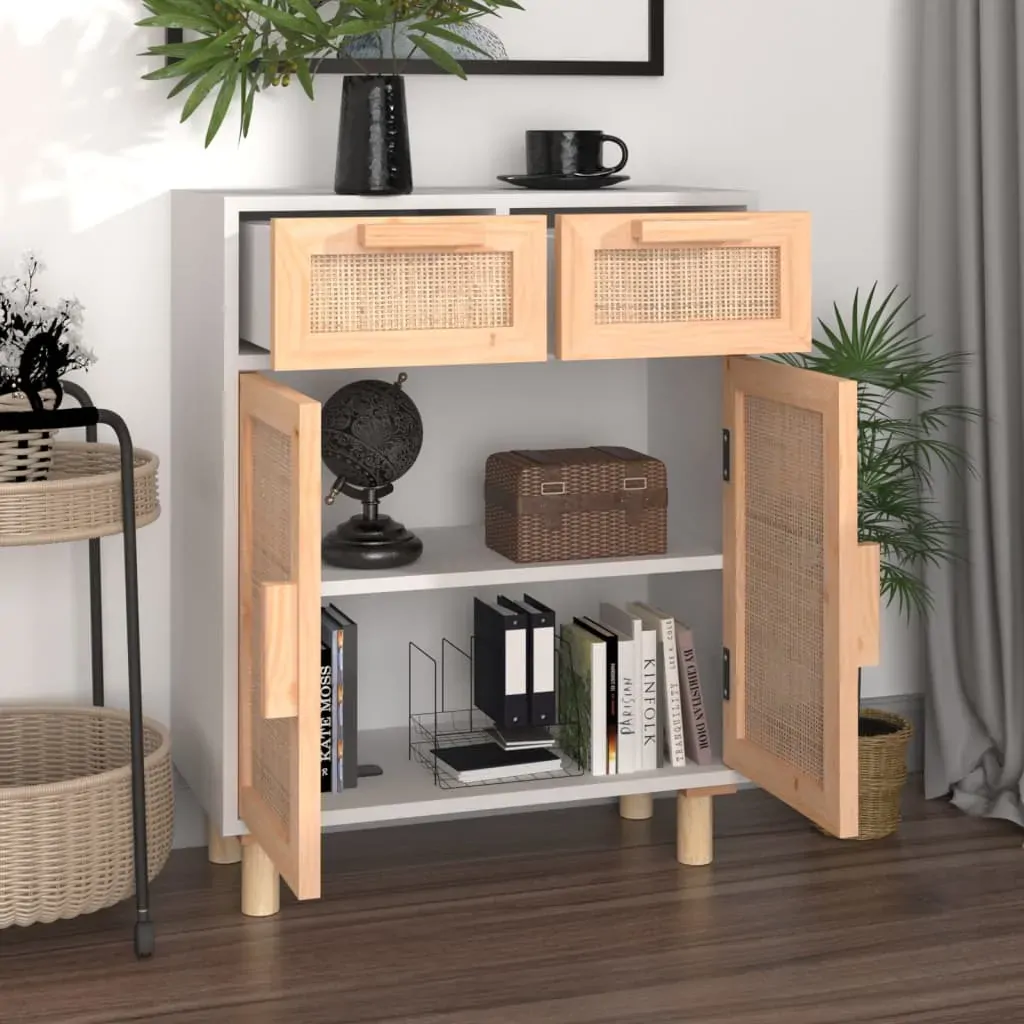 Sideboard 60x30x75 cm Solid Wood Pine and Natural Rattan Price