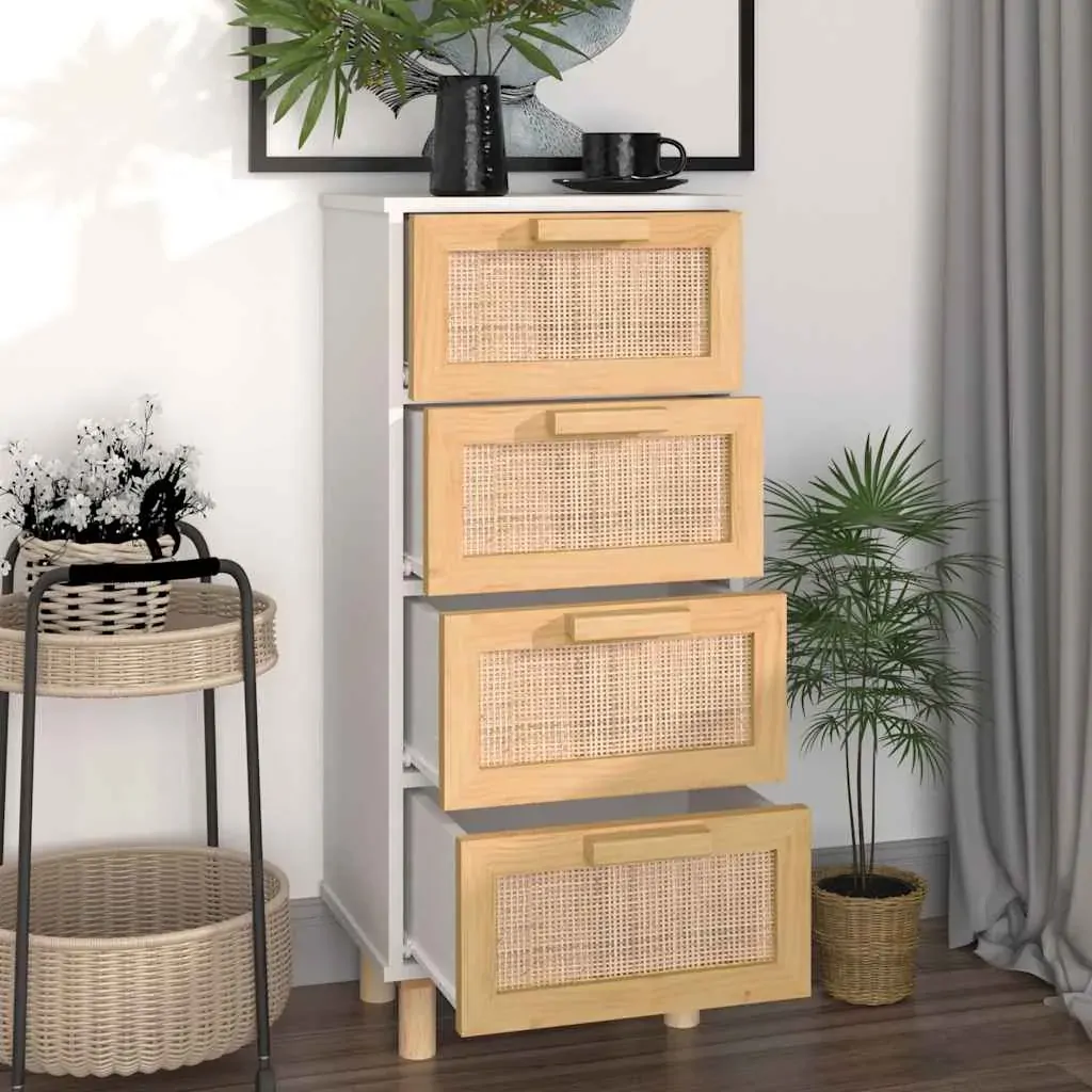Sideboard 40x30x90 cm Solid Wood Pine and Natural Rattan Price