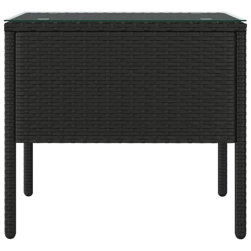 Side Table 53x37x48 cm Poly Rattan and Tempered Glass Price