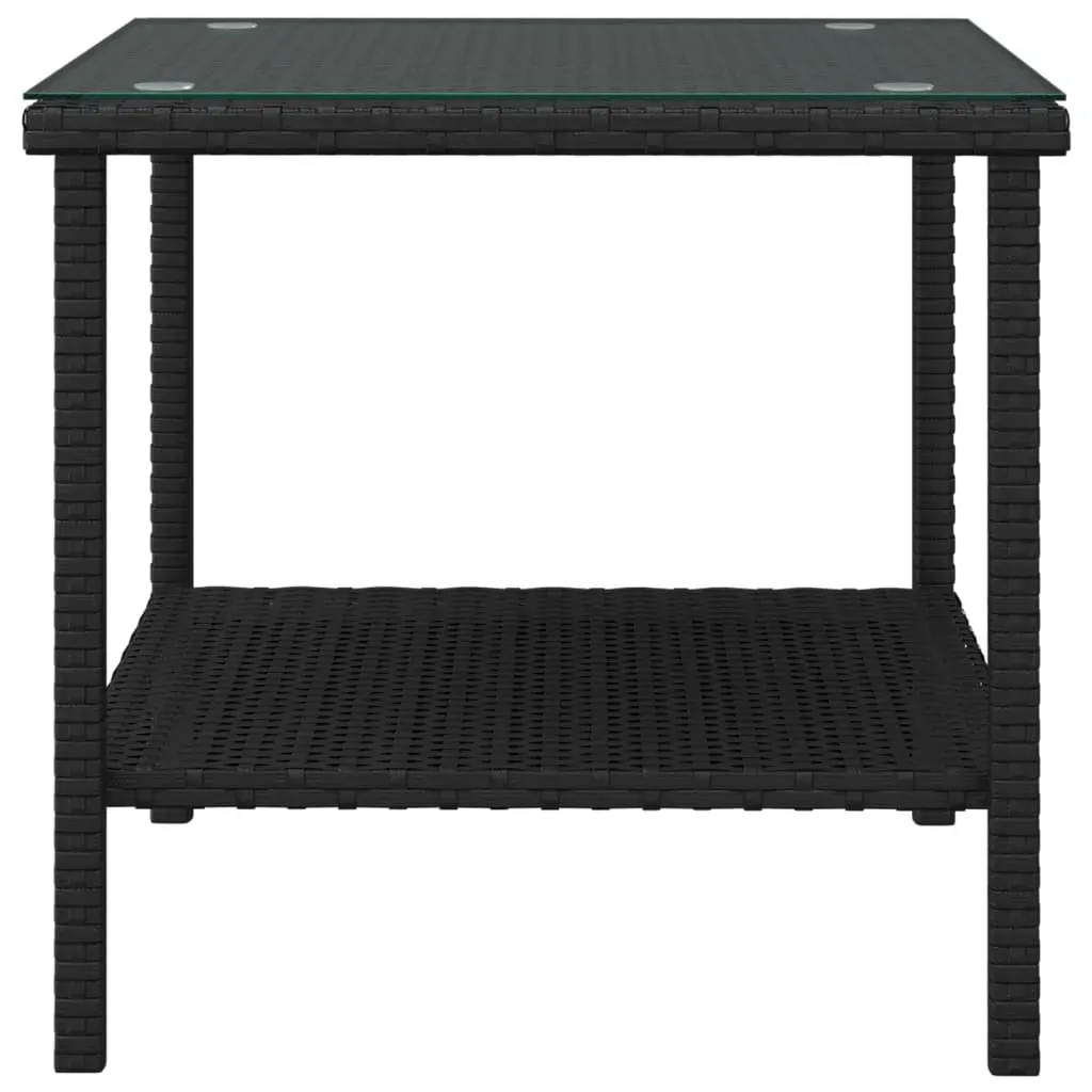 Side Table 45x45x45 cm Poly Rattan and Tempered Glass Price