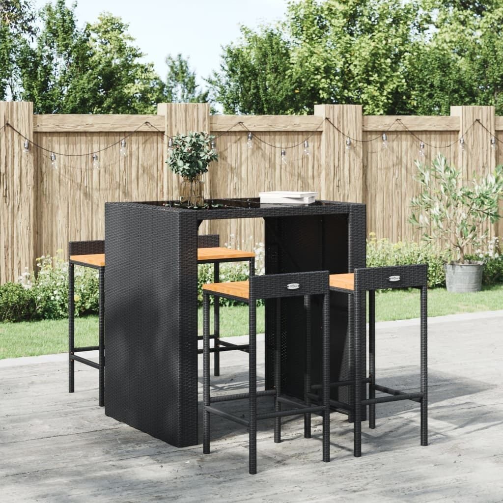 Bar Stools Poly Rattan and Solid Wood Acacia Price