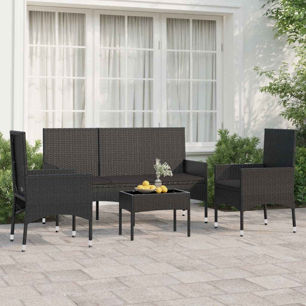4 Piece Garden Lounge Set with Cushions Poly Rattan Price