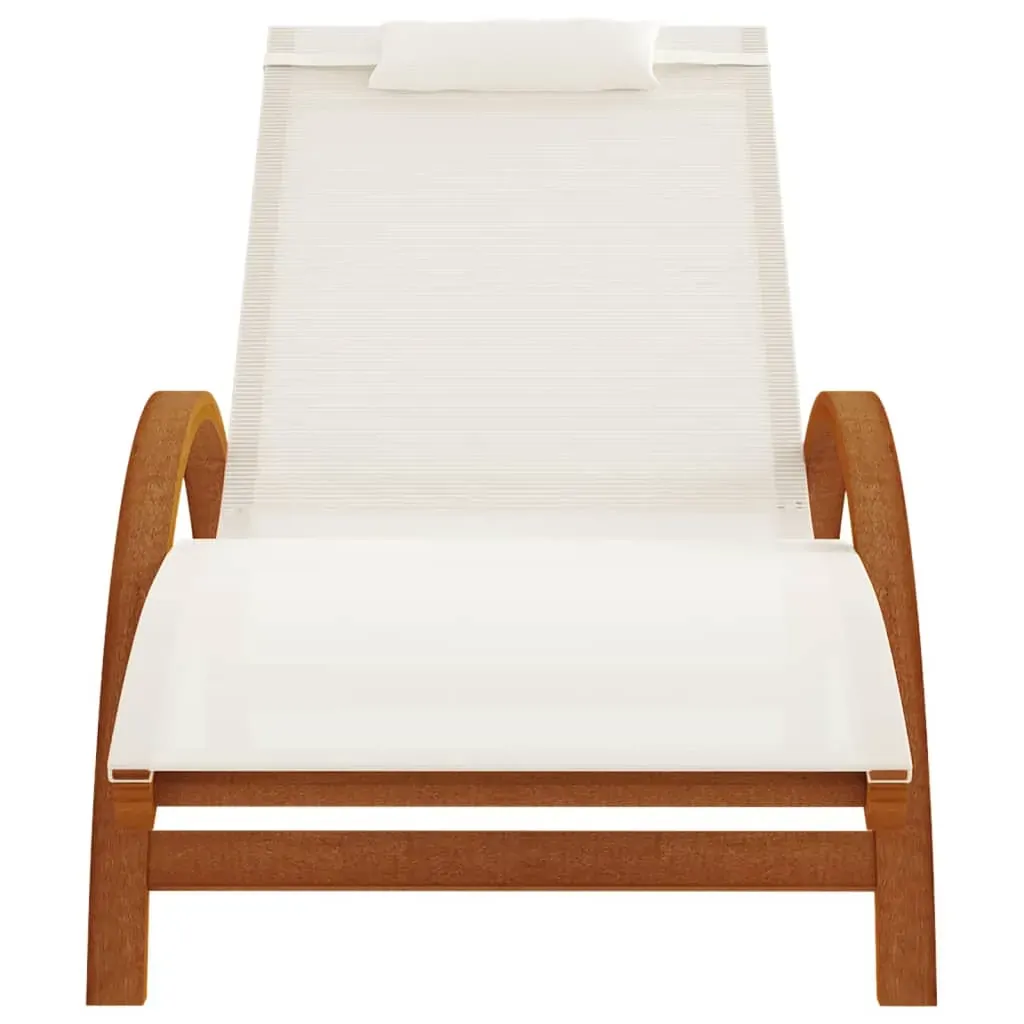 Sun Lounger with Pillow Textilene and Solid Wood Poplar Price
