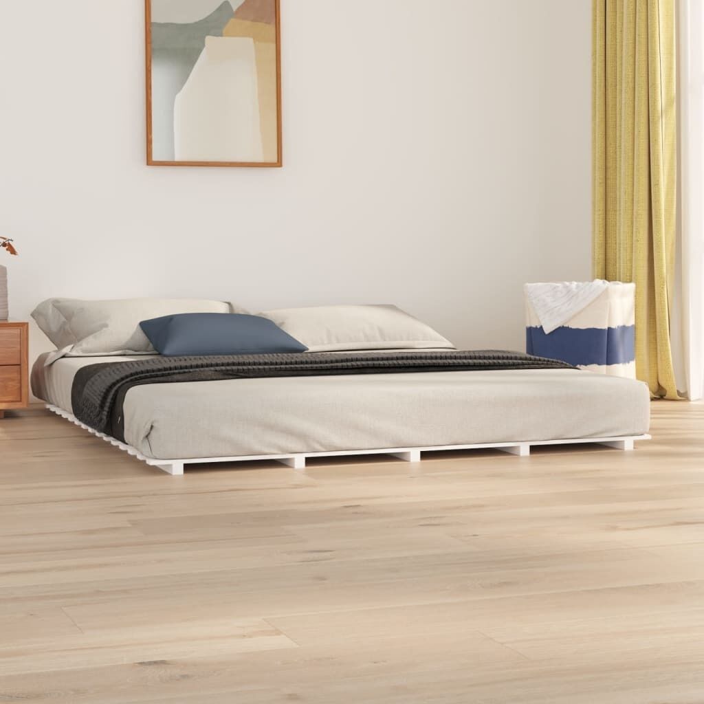 Bed Frame without Mattress White 150x200 cm Solid Wood Pine Price