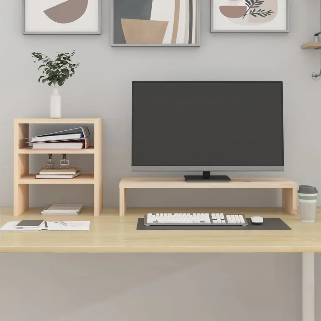 Monitor Stand 81x20x30 cm Solid Pine Wood Price
