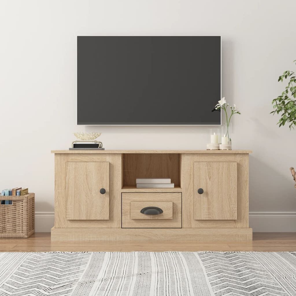 TV Cabinet White 100x35.5x45 cm Engineered Wood Price
