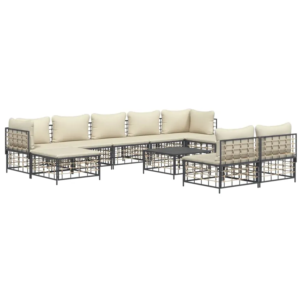 10 Piece Garden Lounge Set With Cushions Anthracite Poly Rattan Price