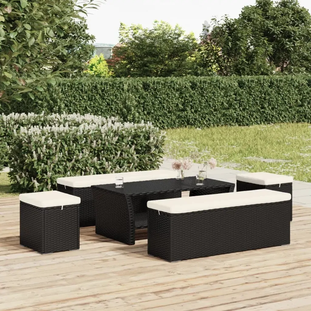 Ottoman Bench with Cushion 110x30x40 cm Poly Rattan Price