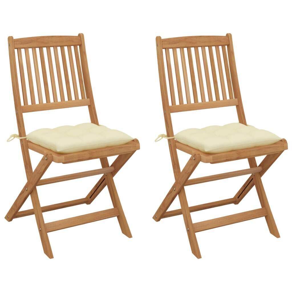 Folding Garden Chairs with Cushions Solid Wood Acacia Price