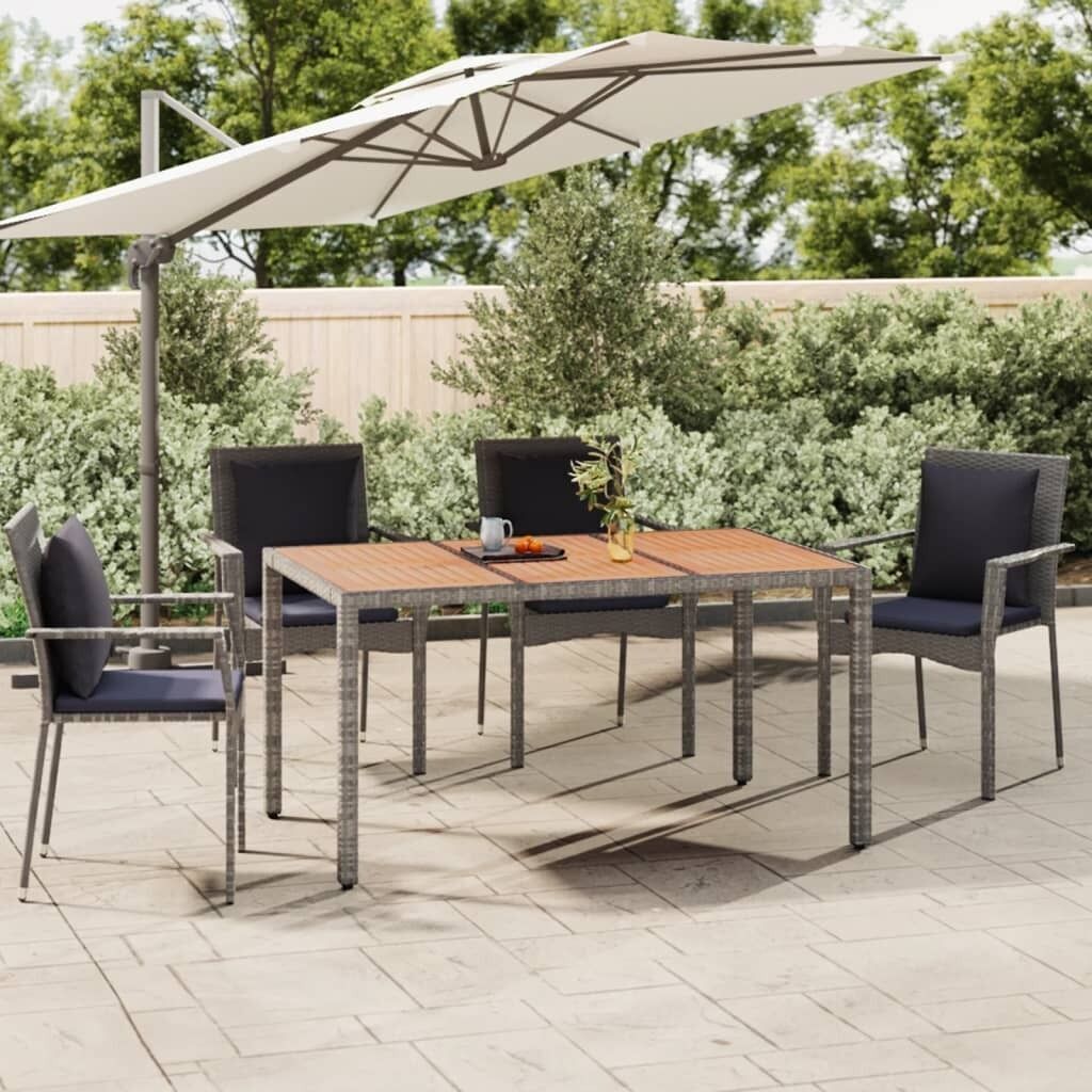 Garden Table with Wooden Top Poly Rattan&Solid Wood Acacia Price