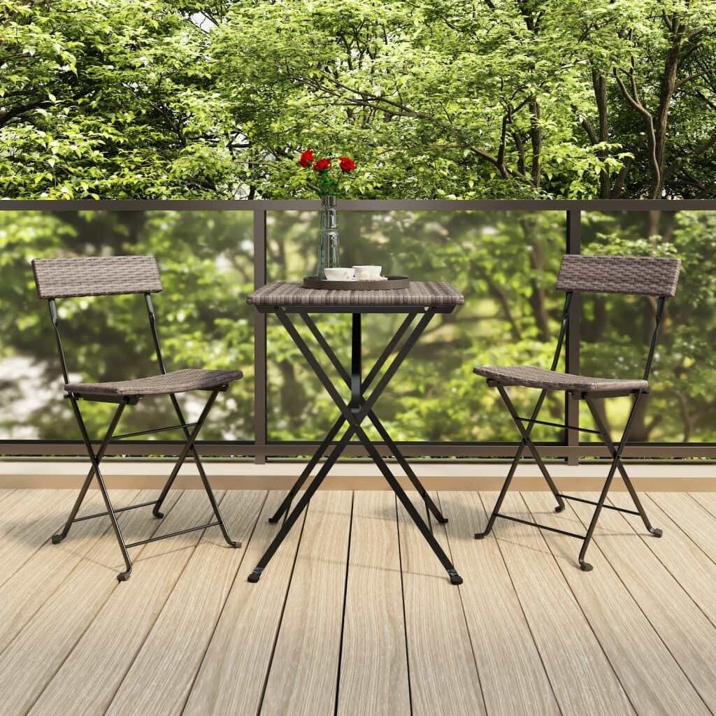 Folding Bistro Set Black Poly Rattan Price