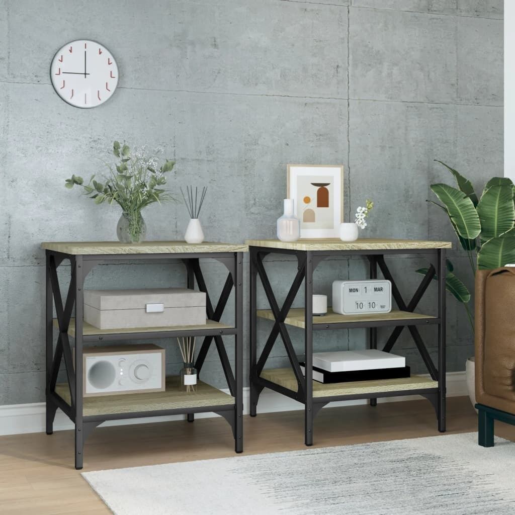 Side Table Black 40x42x50 cm Engineered Wood Price