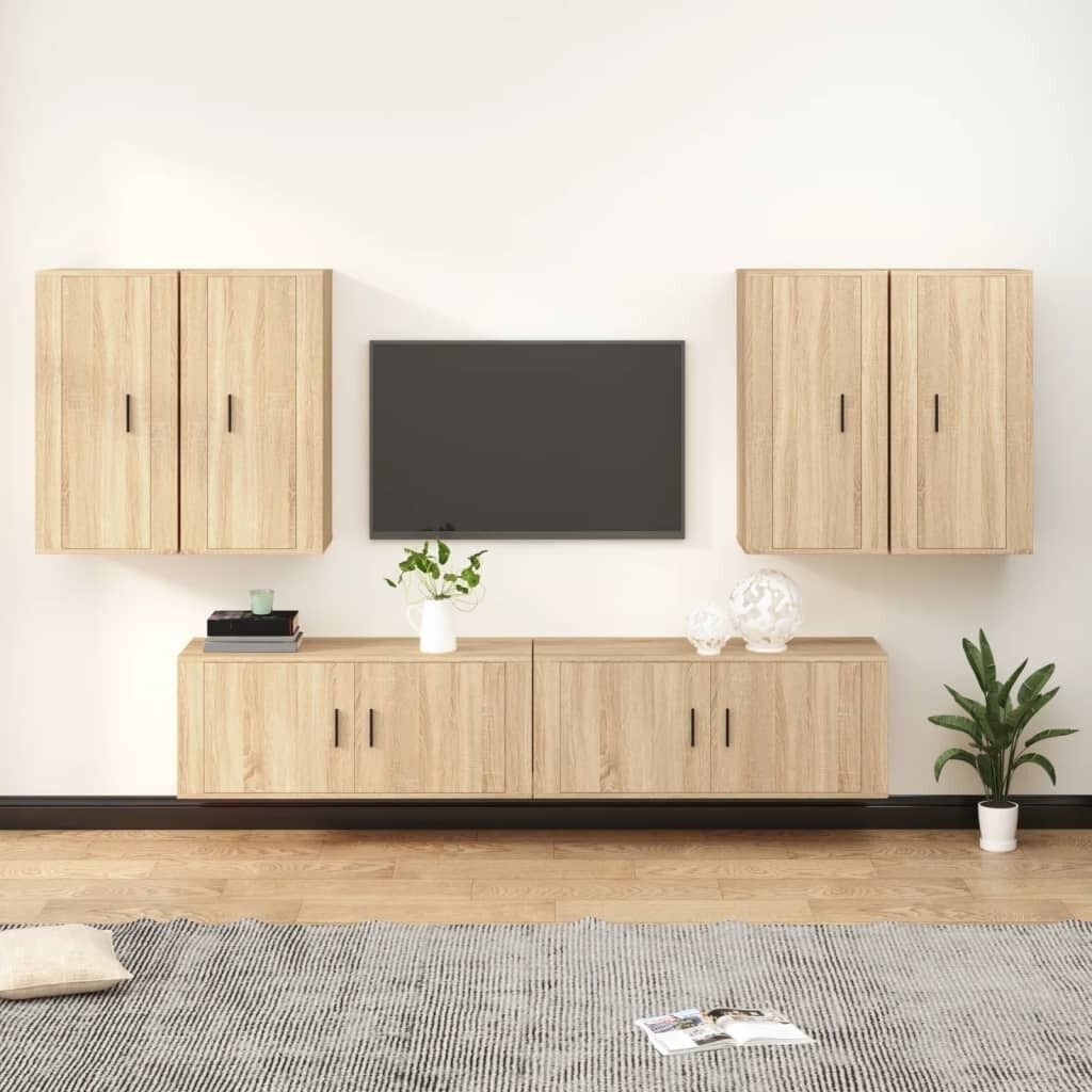 6 Piece TV Cabinet Set Engineered Wood Price