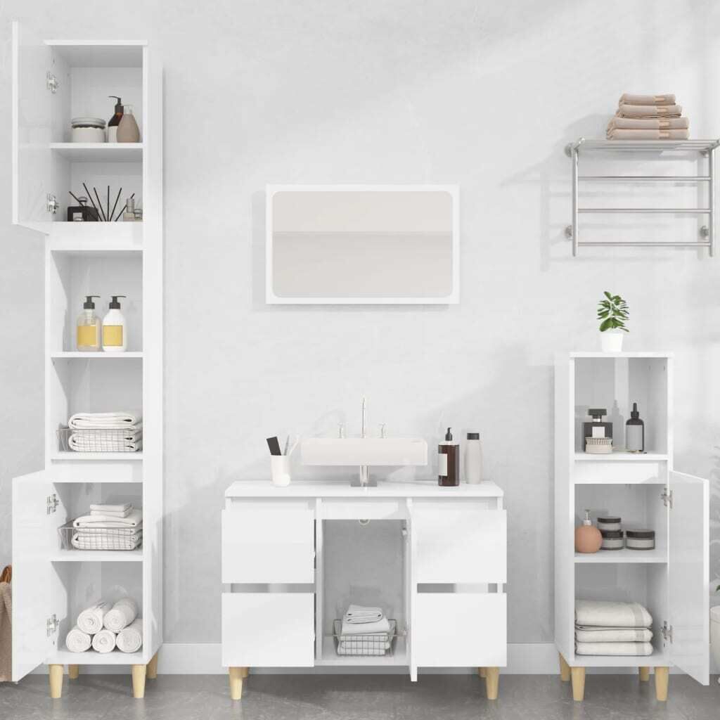 3 Piece Bathroom Furniture Set Engineered Wood Price