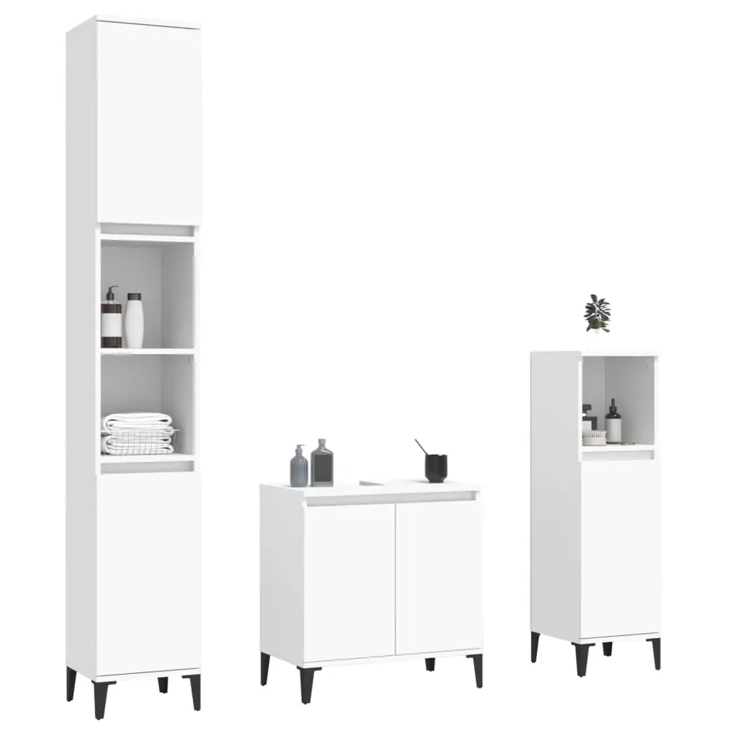 3 Piece Bathroom Furniture Set Engineered Wood Price