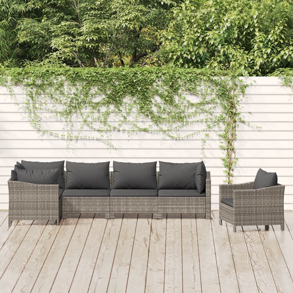 Garden Lounge Set with Cushions Grey Poly Rattan Price