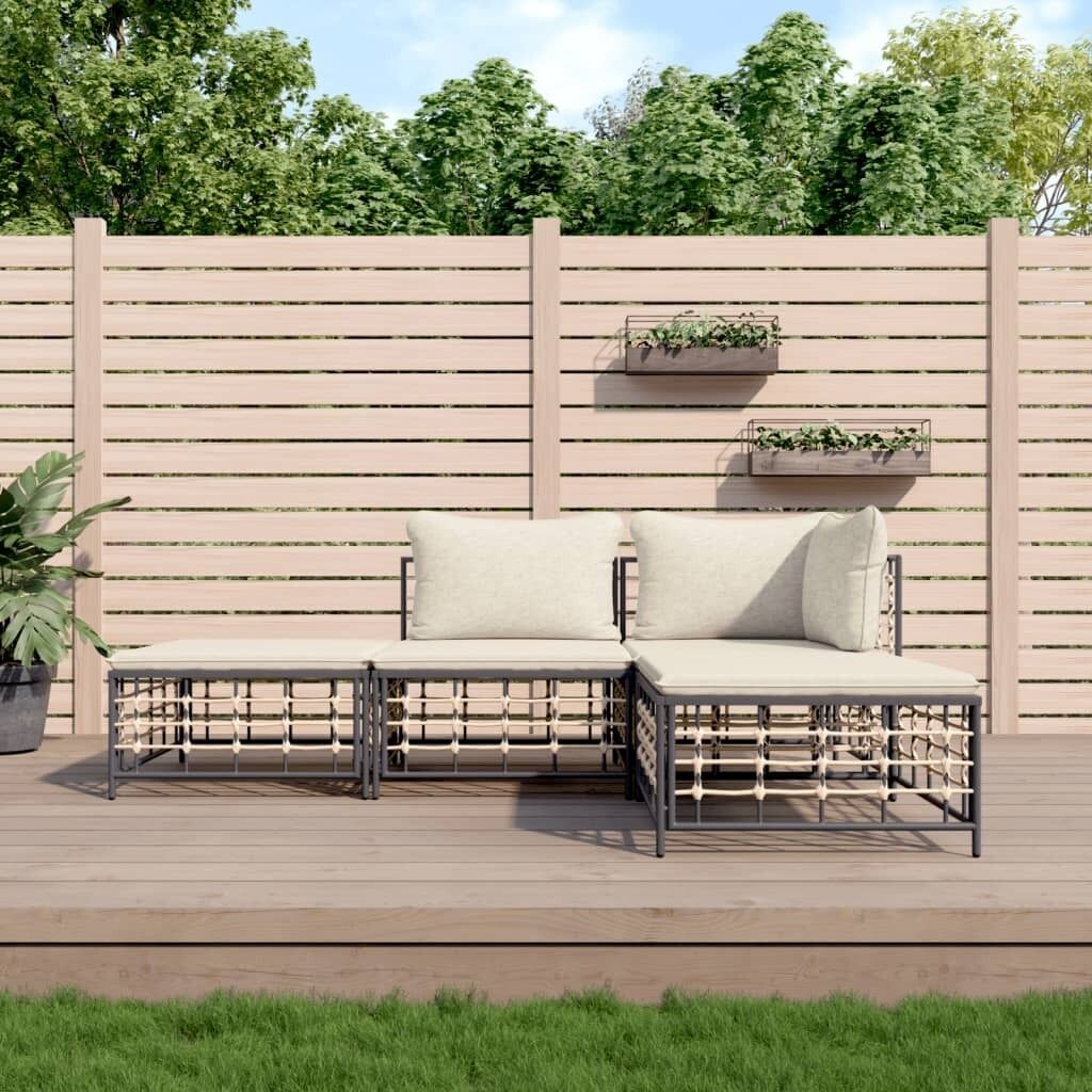 Garden Lounge Set with Cushions Anthracite Poly Rattan Price