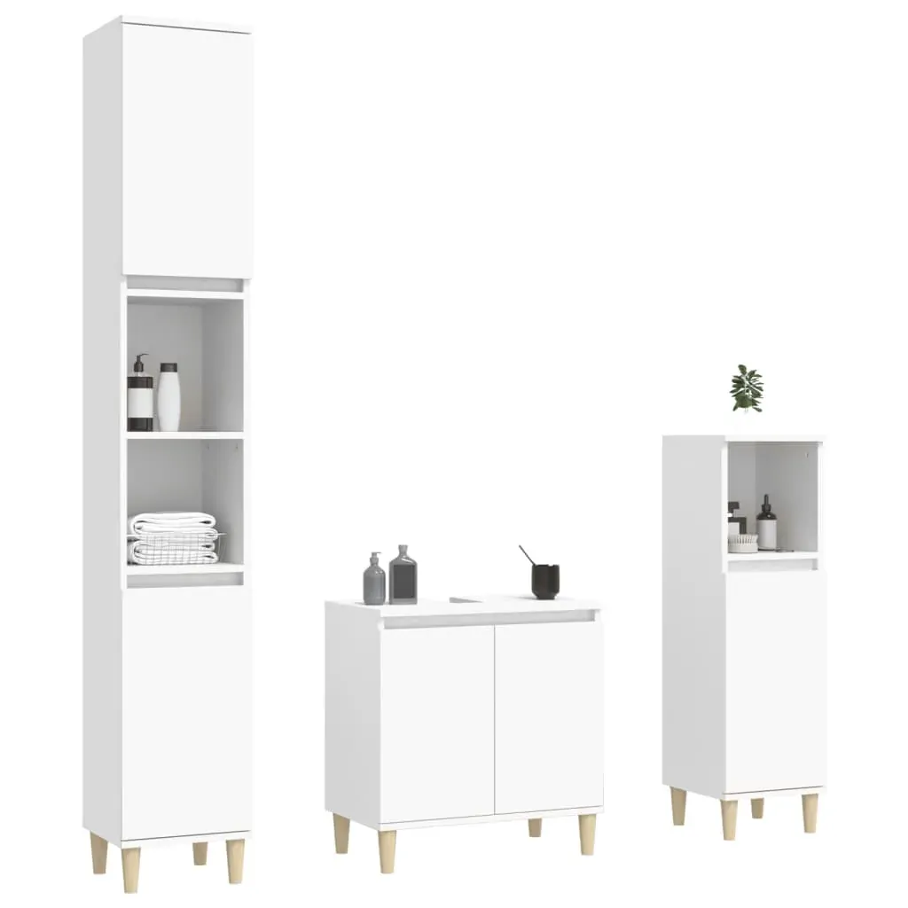 3 Piece Bathroom Furniture Set Engineered Wood Price